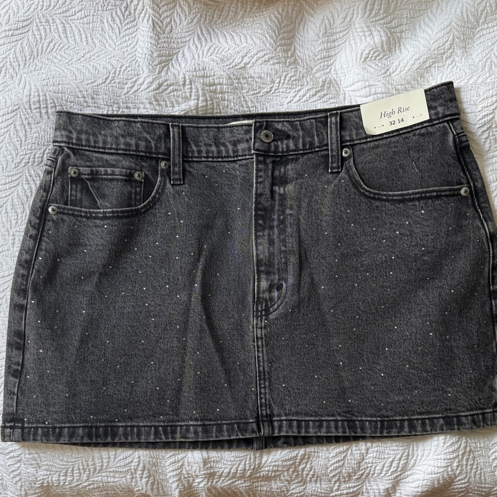 Abercrombie High Rise Black Denim Skirt